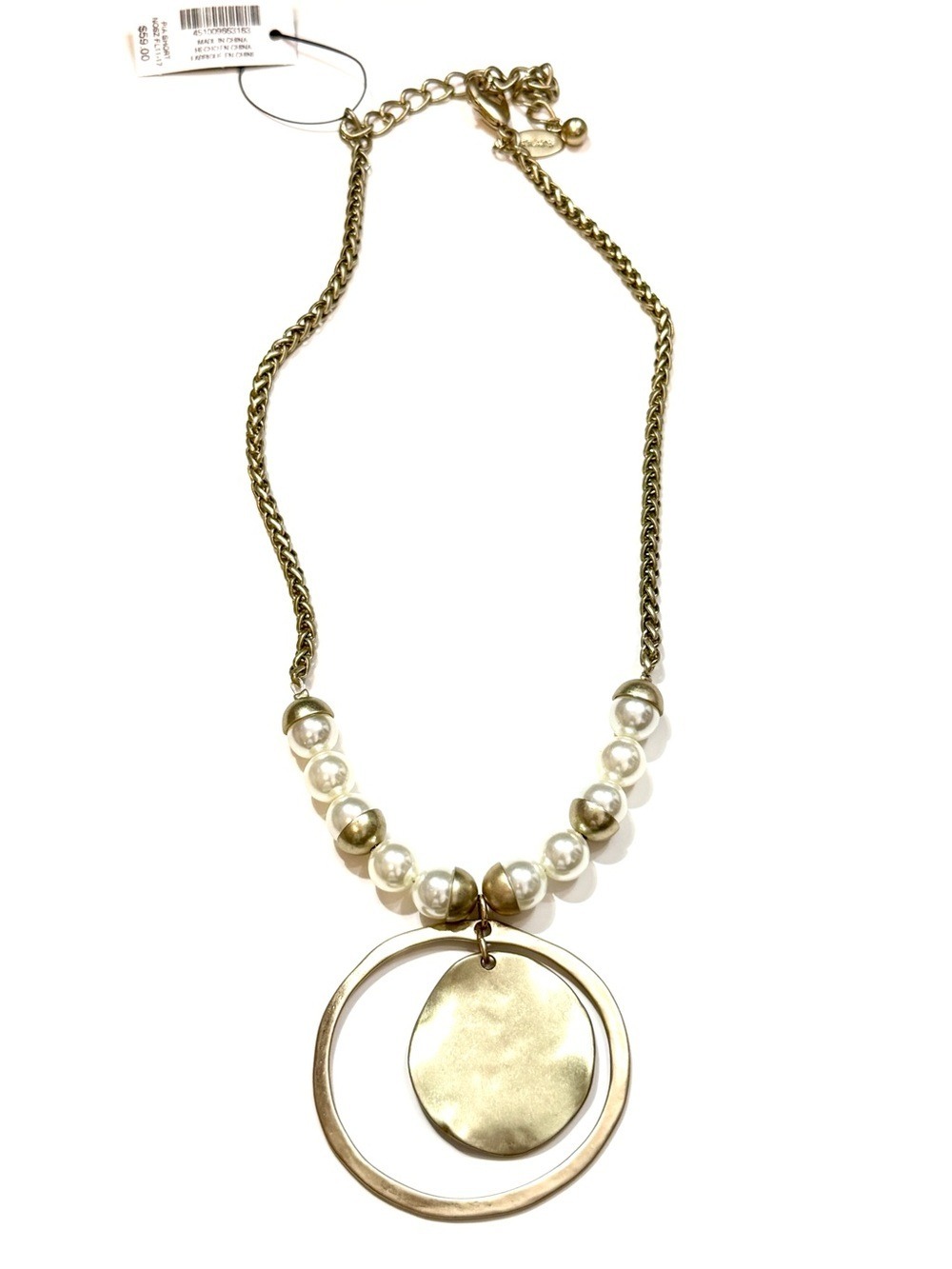 Chico’s Gold Pendant & Faux Pearl Statement Necklace | NWT - Picture 3 of 6